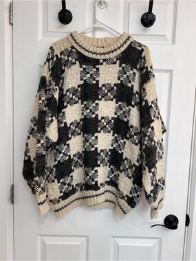 Vintage Chunky Wool Oversized Basketweave Men’s Sweater
